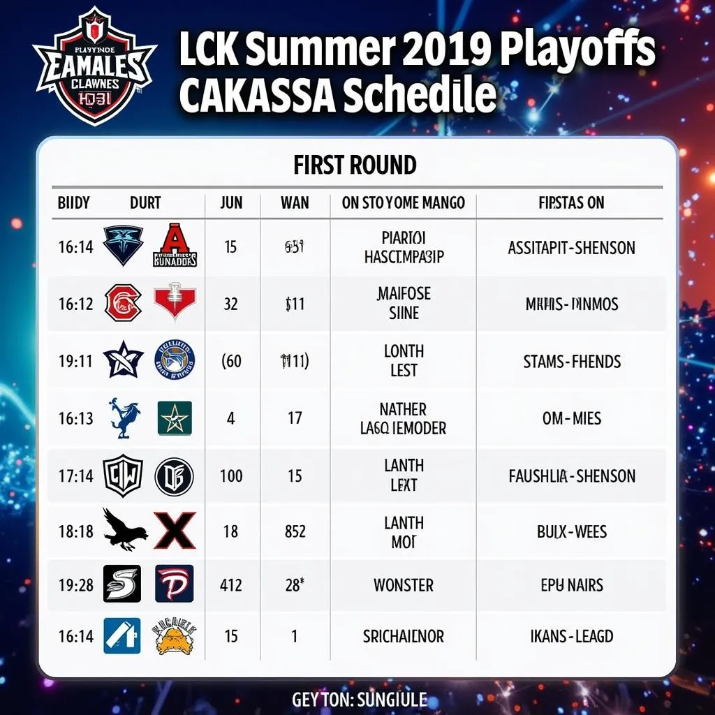 Lịch thi đấu LCK Mùa Hè 2019 Playoff vòng đầu tiên