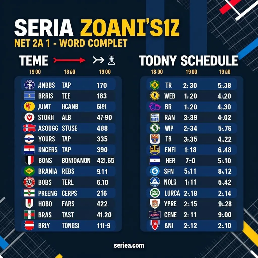 Lịch thi đấu Serie A vòng 1