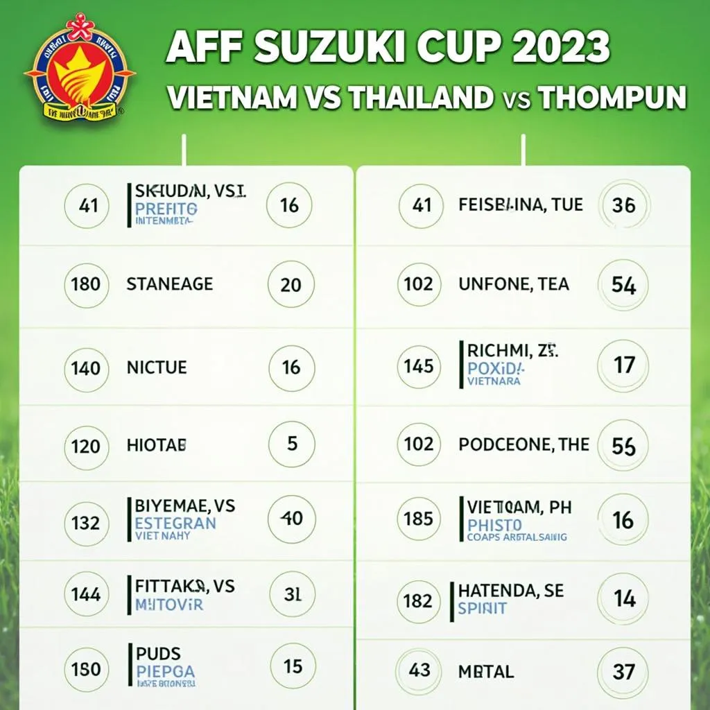 Lịch thi đấu Việt Nam Thái Lan AFF Suzuki Cup 2023