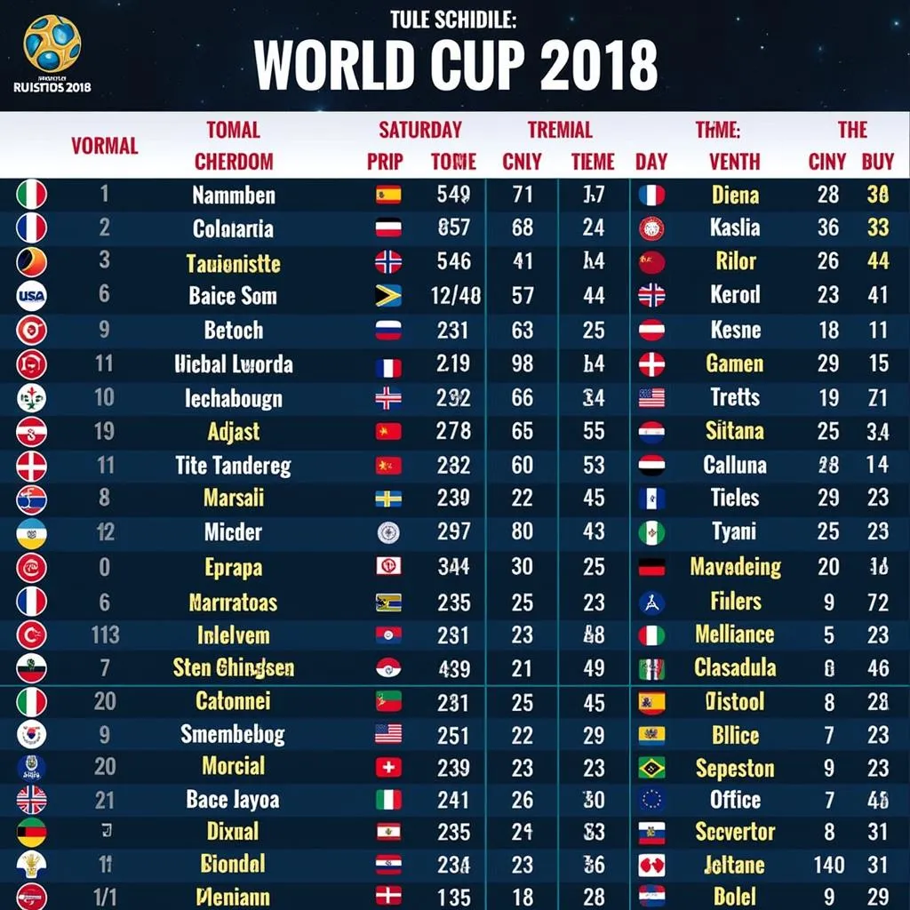 Lịch thi đấu World Cup 2018