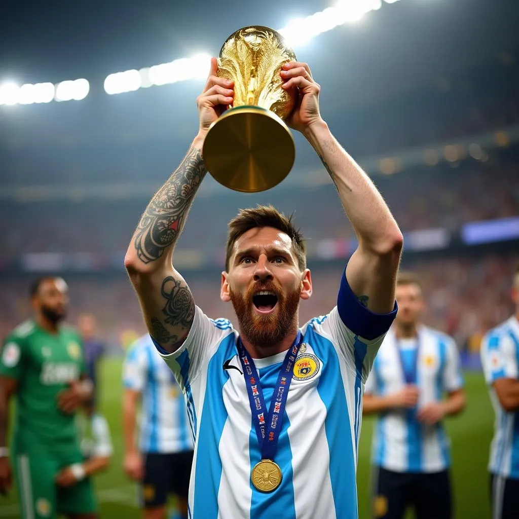 Messi nâng cúp vàng World Cup 2022