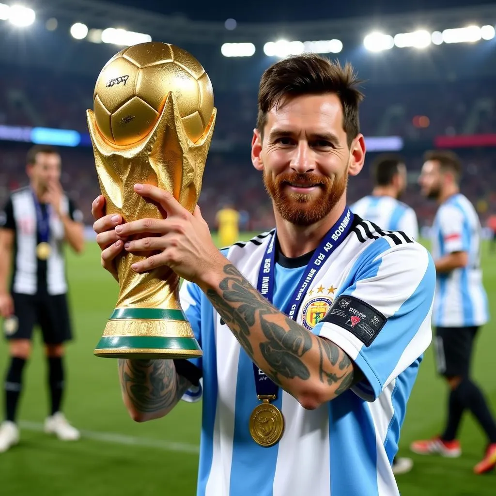 Messi nâng cúp vàng World Cup