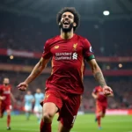 Mohamed Salah ăn mừng bàn thắng