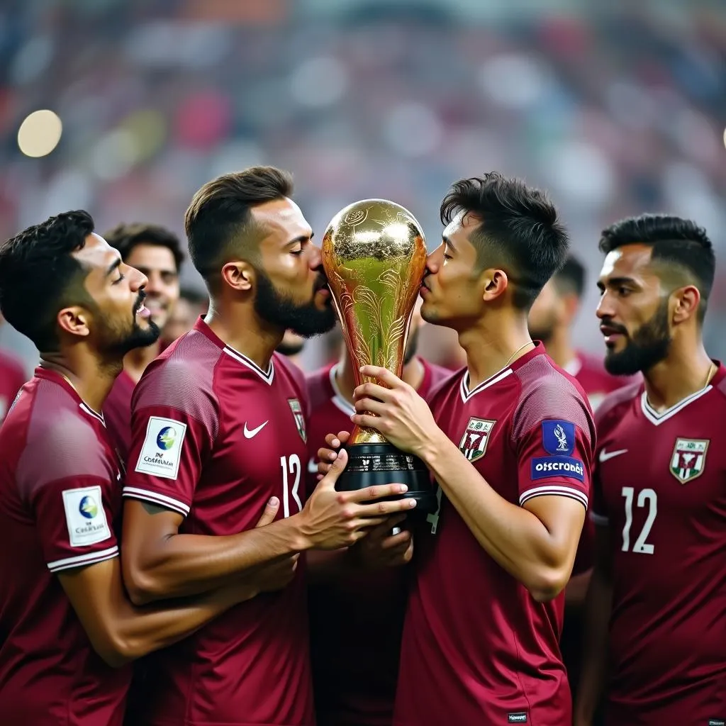 Qatar nâng cao chiếc cup vô địch Asian Cup 2018