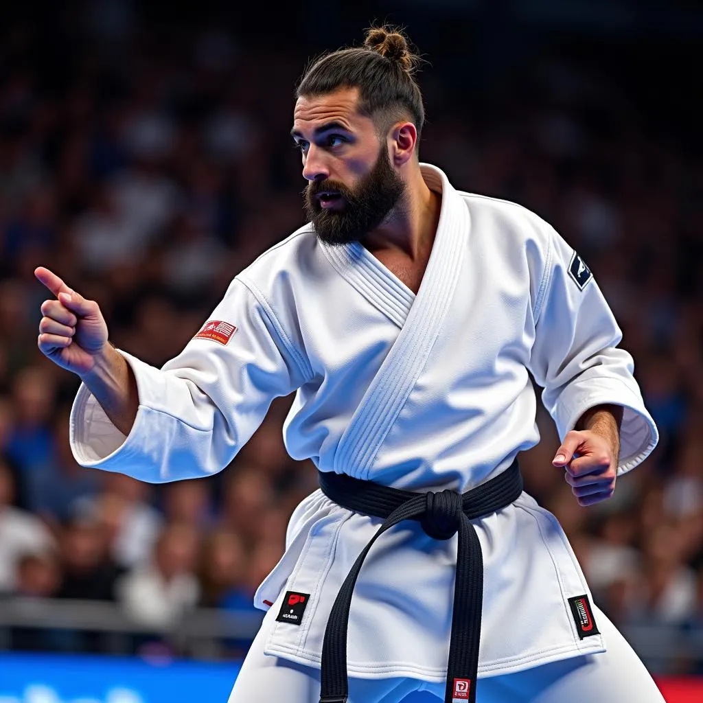 Rafael Aghayev thi đấu tại Giải Vô địch Karate Thế giới