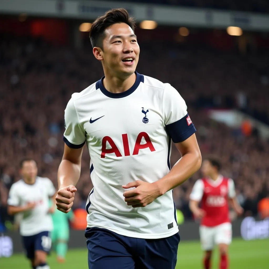 Son Heung-min ăn mừng bàn thắng Champions League