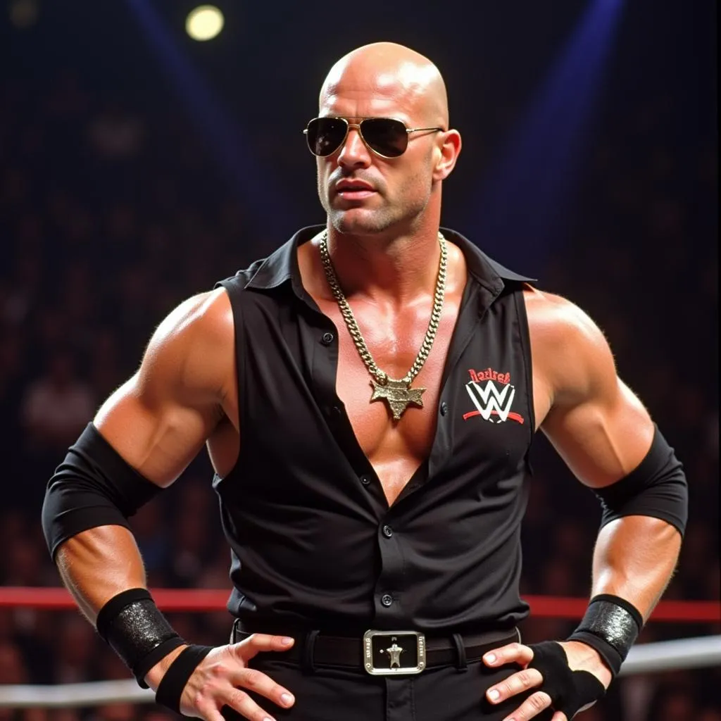 Hình ảnh của Stone Cold Steve Austin, nhà vô địch WWE huyền thoại.