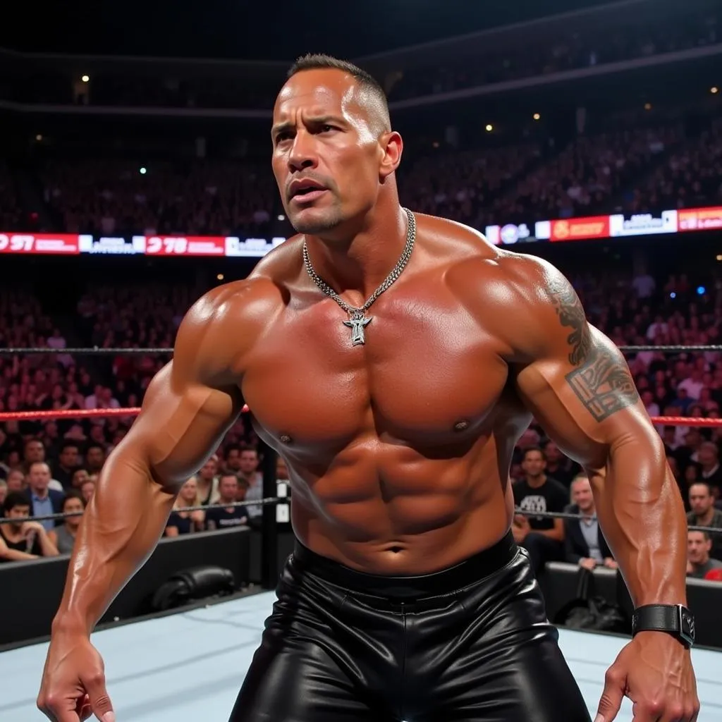 Hình ảnh của The Rock, nhà vô địch WWE huyền thoại.