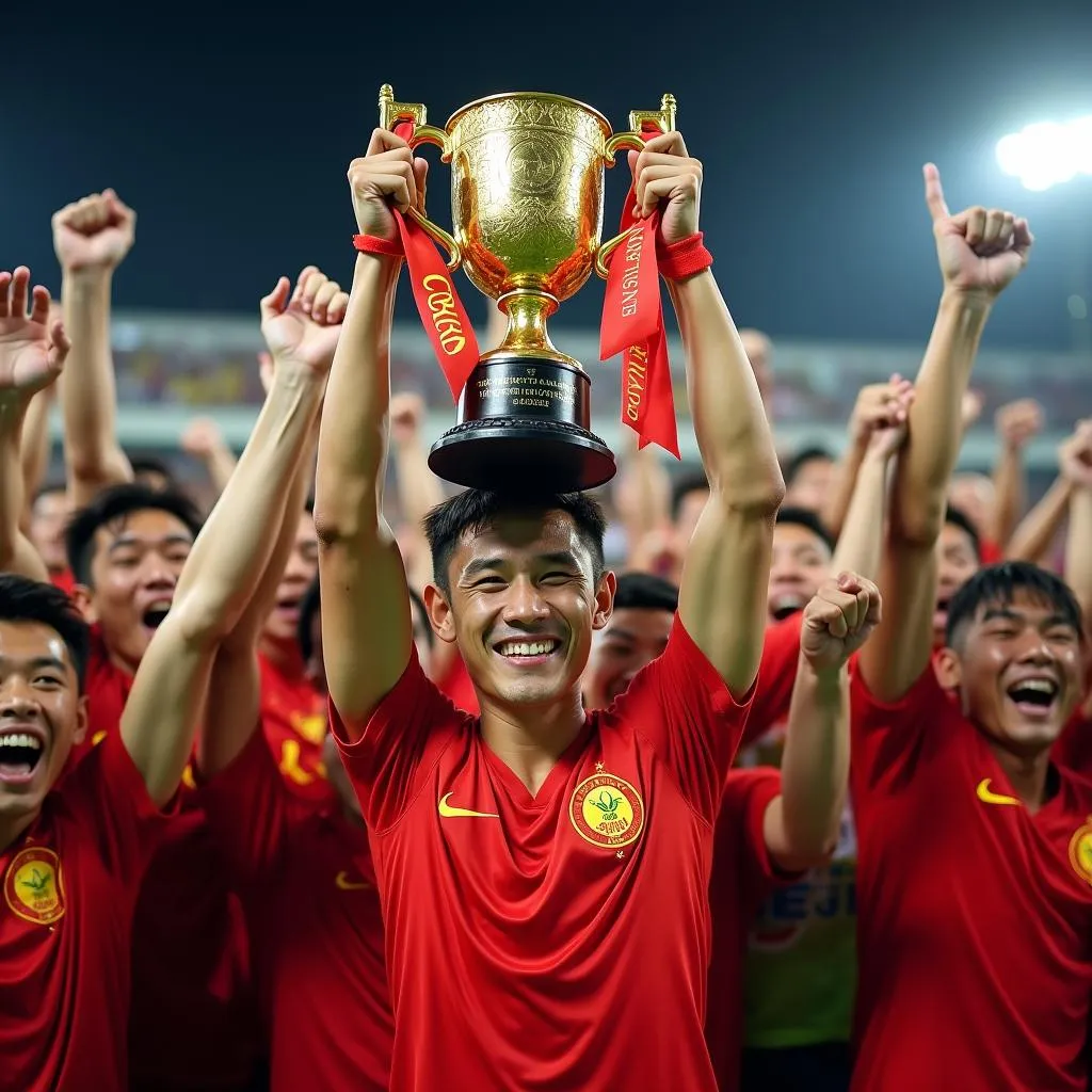 Trần Tuấn Minh nâng cúp vô địch AFF Cup