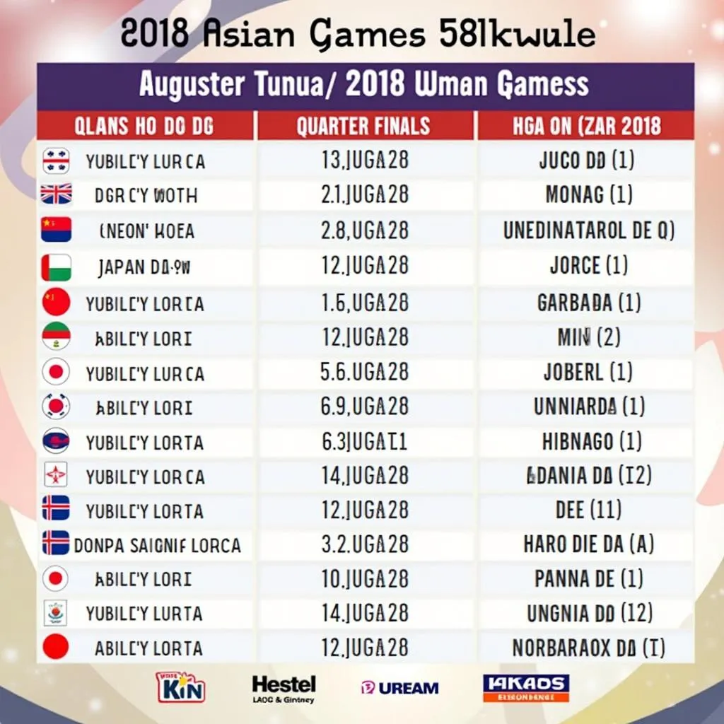 Lịch thi đấu tứ kết bóng đá nữ ASIAD 2018