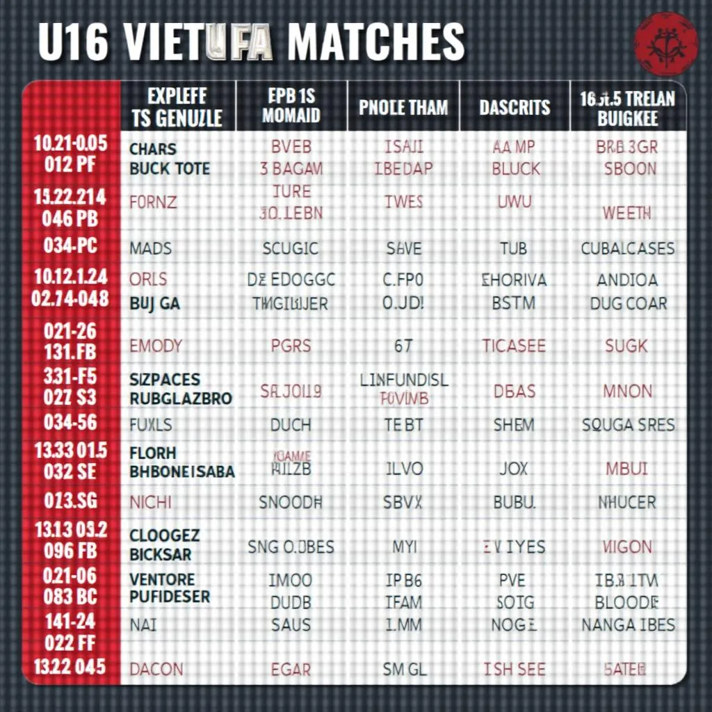 Lịch thi đấu U16 Việt Nam mới nhất - Bảng cập nhật thông tin chi tiết về các trận đấu sắp tới của U16 Việt Nam.