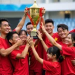 Hình ảnh U22 Việt Nam nâng cao cúp vô địch Nam SEA Games 2023