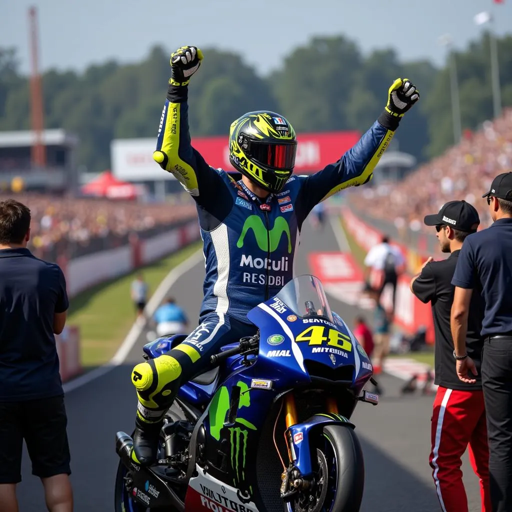 Valentino Rossi ăn mừng chiến thắng tại MotoGP