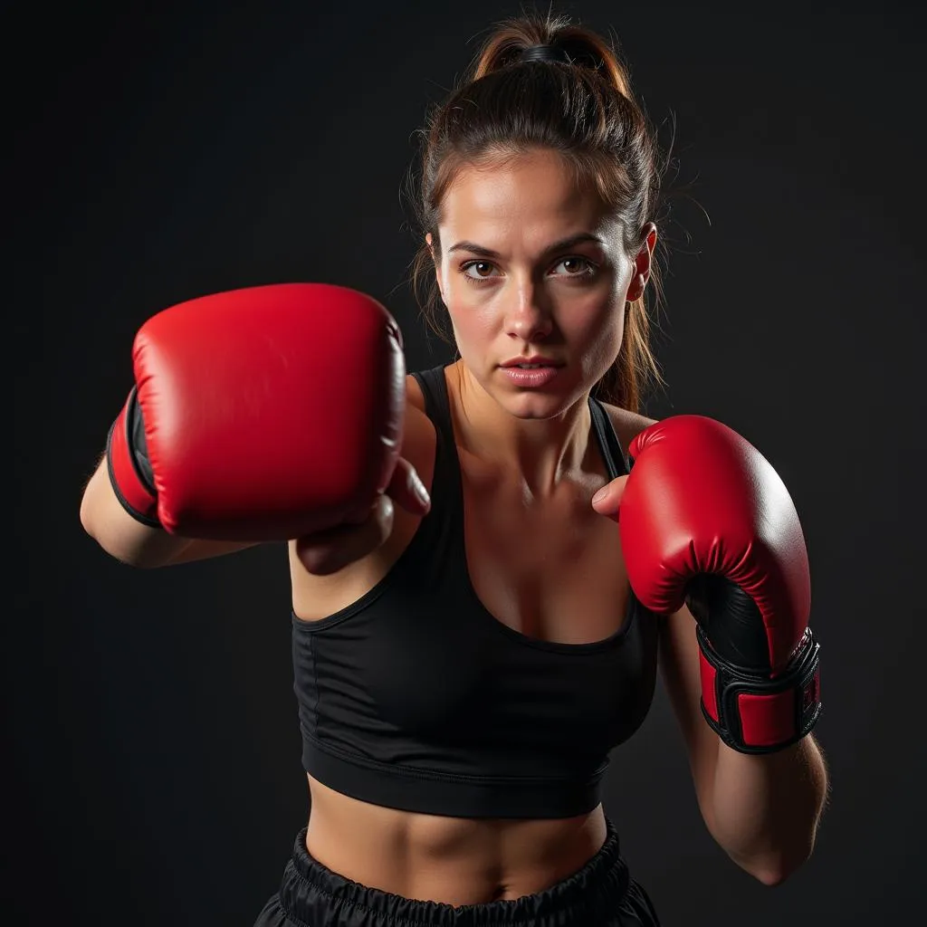 Nữ võ sĩ boxing tung cú đấm uy lực