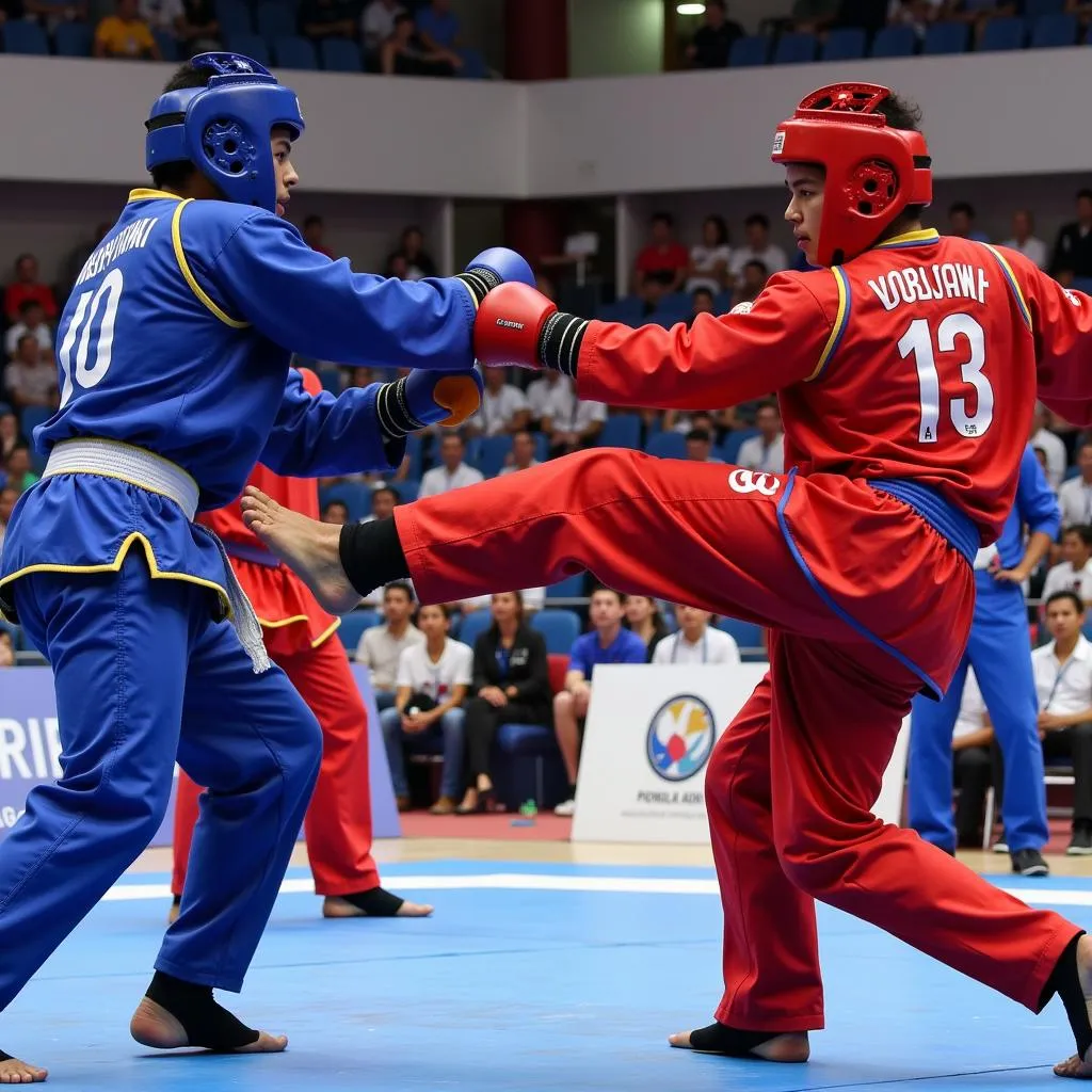 Giải vô địch Vovinam thế giới đầu tiên: Võ sĩ quốc tế thi đấu