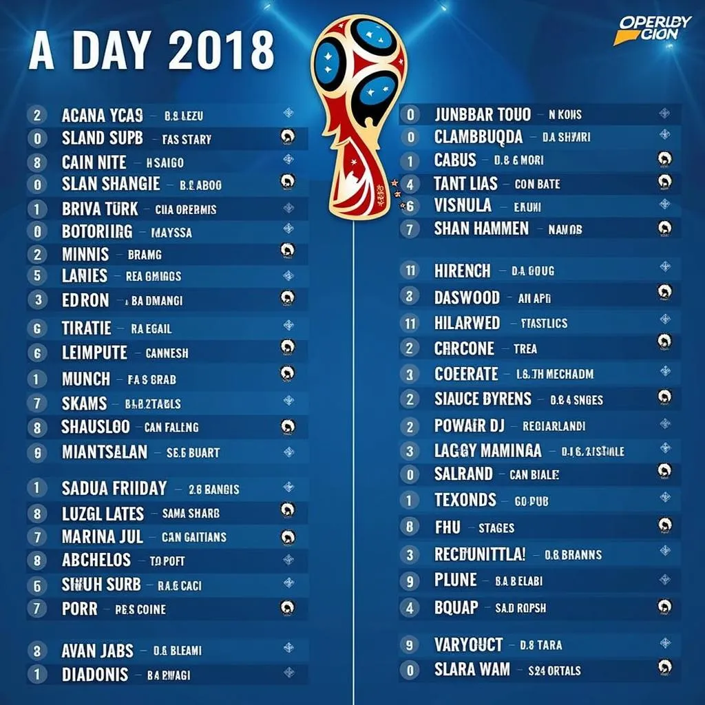 Lịch thi đấu World Cup 2018 bằng hình ảnh