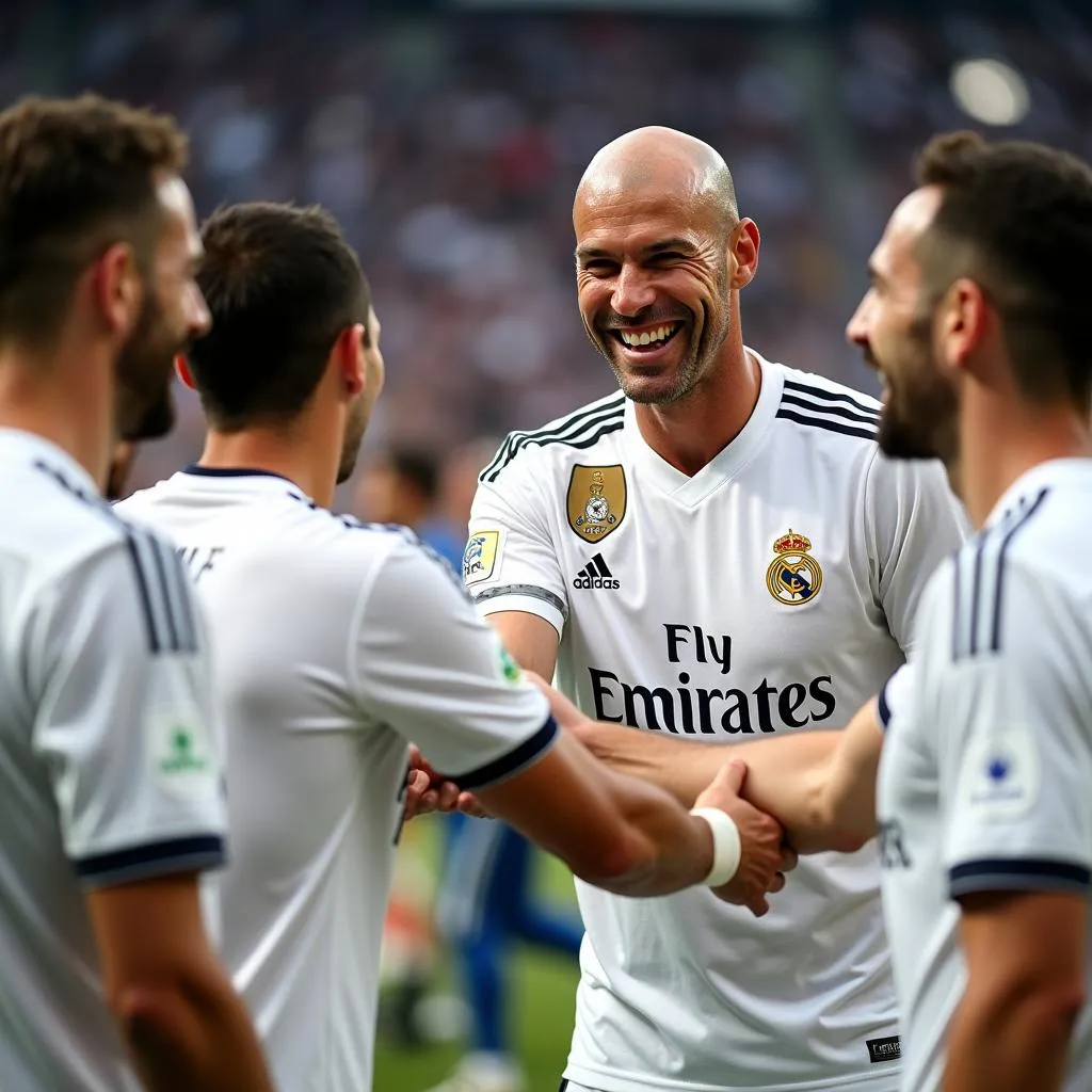 Zidane chúc mừng các học trò