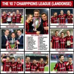 AC Milan vô địch C1 7 lần: Hình ảnh tổng hợp các năm AC Milan vô địch C1, từ 1963 đến 2007, kèm theo tên các cầu thủ nổi bật của từng mùa giải.