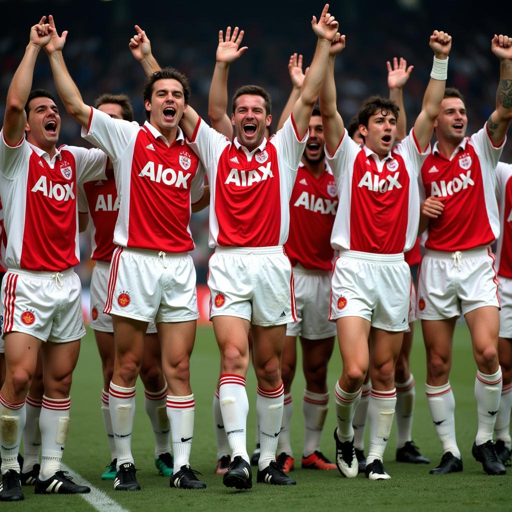 Ajax Amsterdam ăn mừng chức vô địch C1 1995