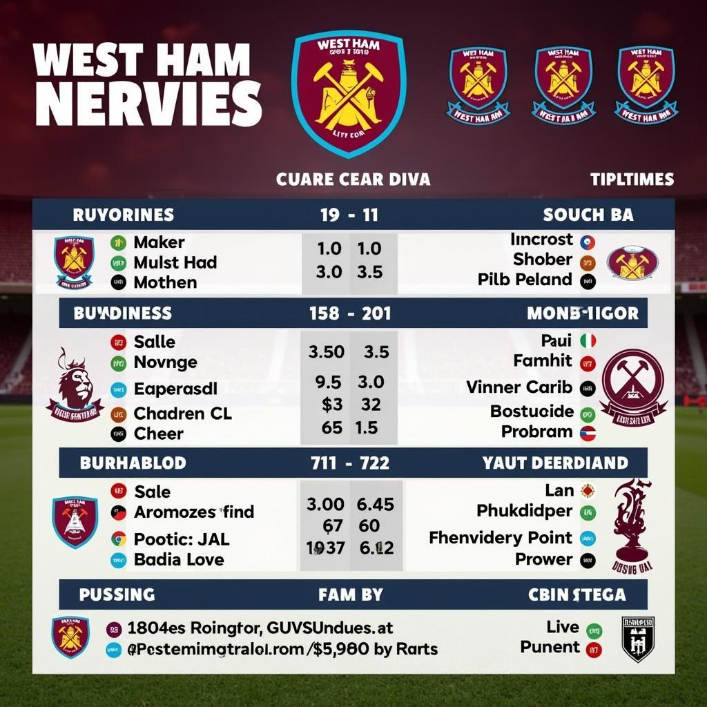 Cập nhật lịch thi đấu West Ham