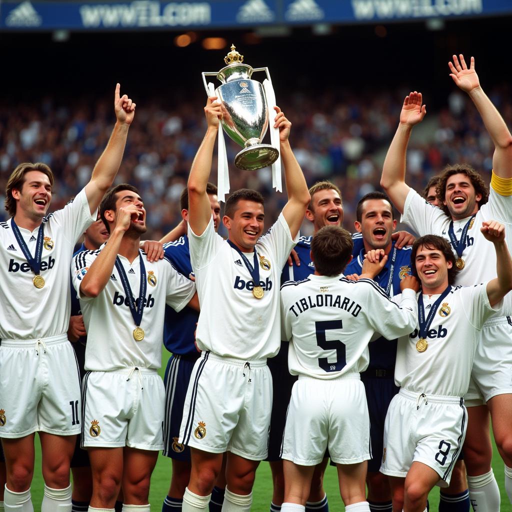 Cầu thủ Real Madrid ăn mừng chiến thắng UEFA Champions League 1997-98