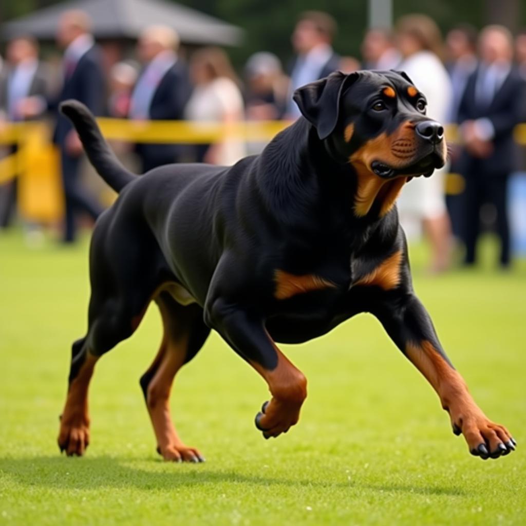 Chó Rottweiler Vô Địch Đang Di Chuyển Trong Cuộc Thi