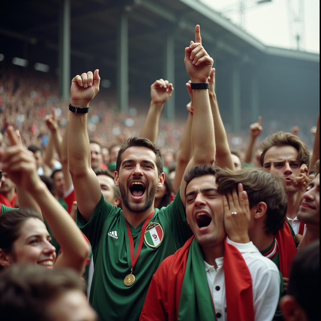 Cổ động viên Italia ăn mừng chiến thắng tại World Cup 1938.