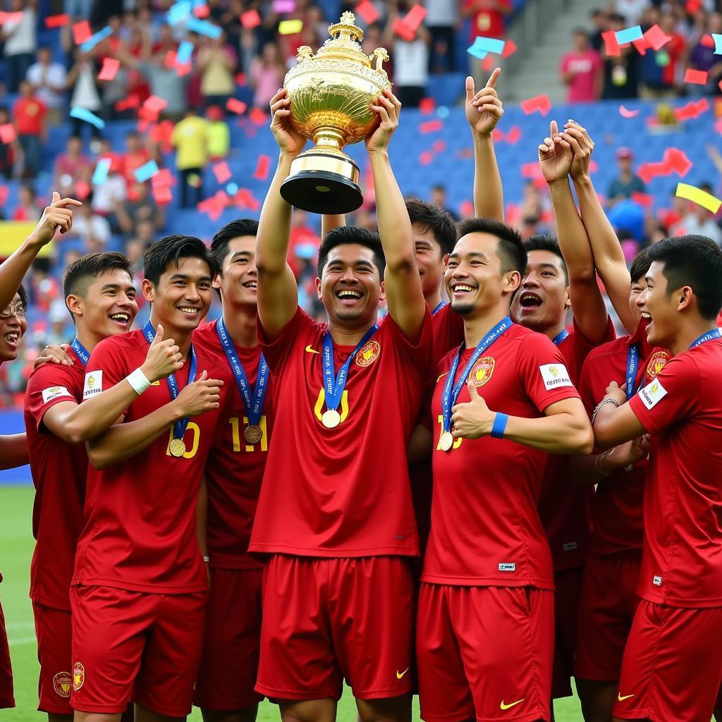 Đội tuyển Việt Nam ăn mừng chiến thắng AFF Cup