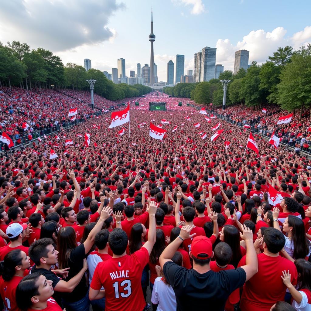 Fan Hâm Mộ Raptors Ăn Mừng Chiến Thắng