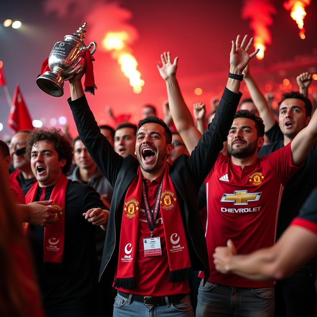 Fan Manchester United ăn mừng chiến thắng FA Cup