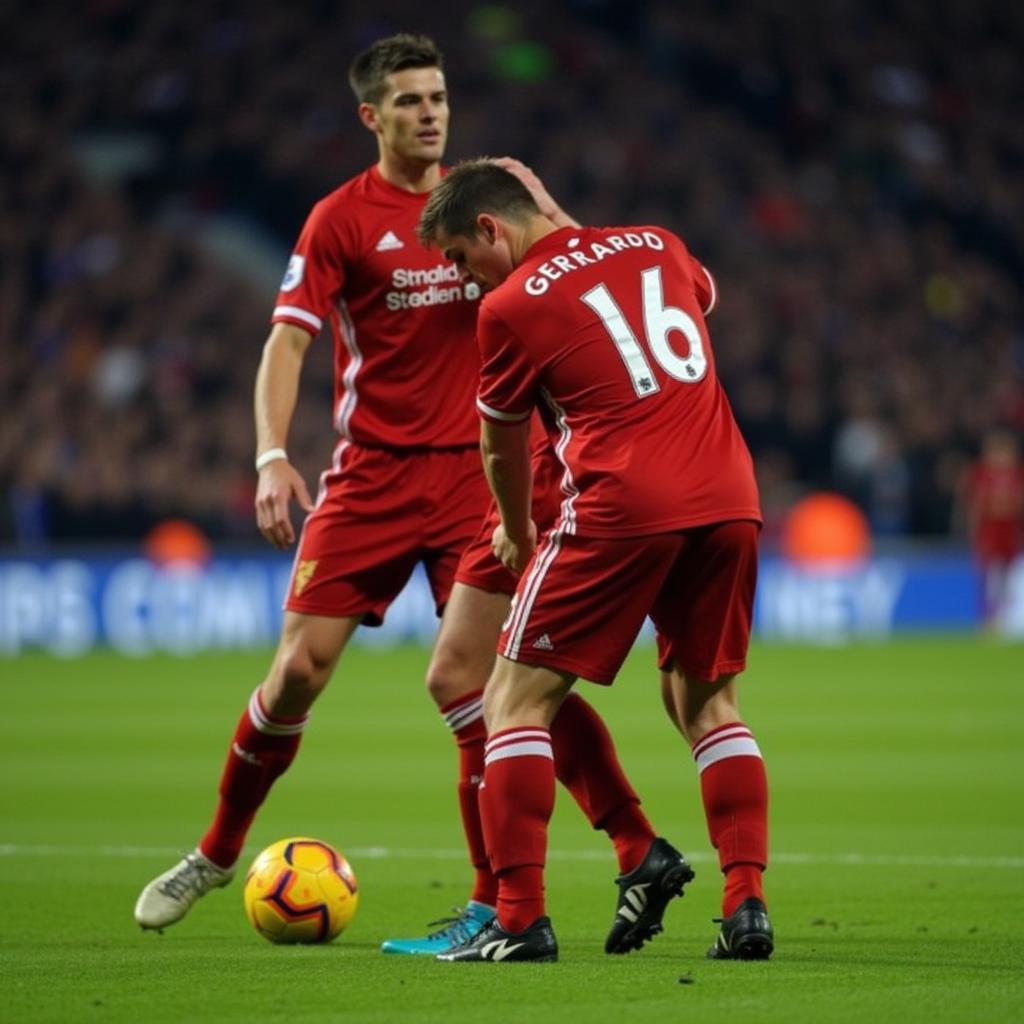 Gerrard ôm đầu trong tuyệt vọng sau pha trượt chân