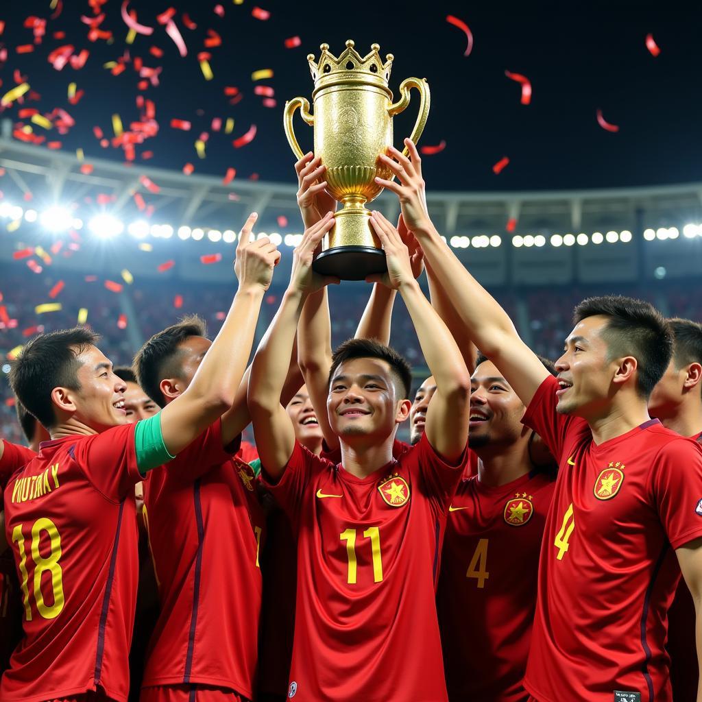 Đội tuyển Việt Nam nâng cao cúp vàng King's Cup