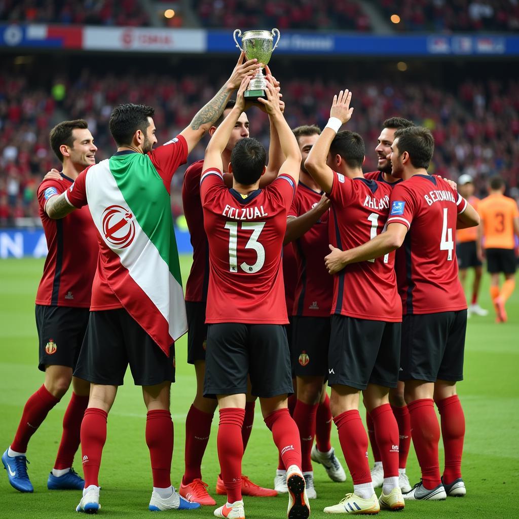 Đội tuyển Iran ăn mừng chiến thắng hạng ba Asian Cup 2019