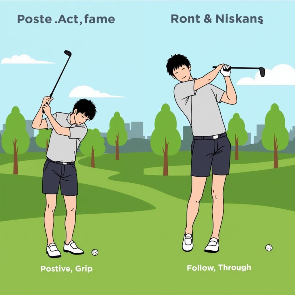 Lê Hữu Giang thực hiện cú swing hoàn hảo trên sân golf.