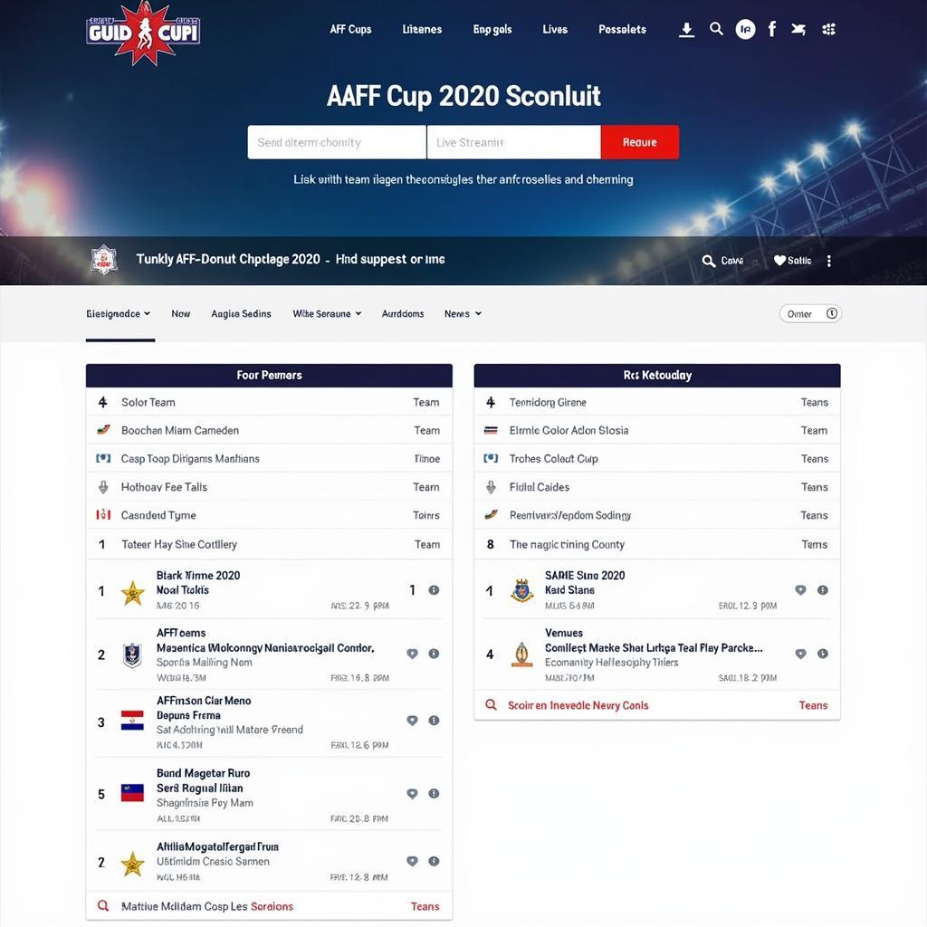 Lịch thi đấu AFF Cup 2020 trên website