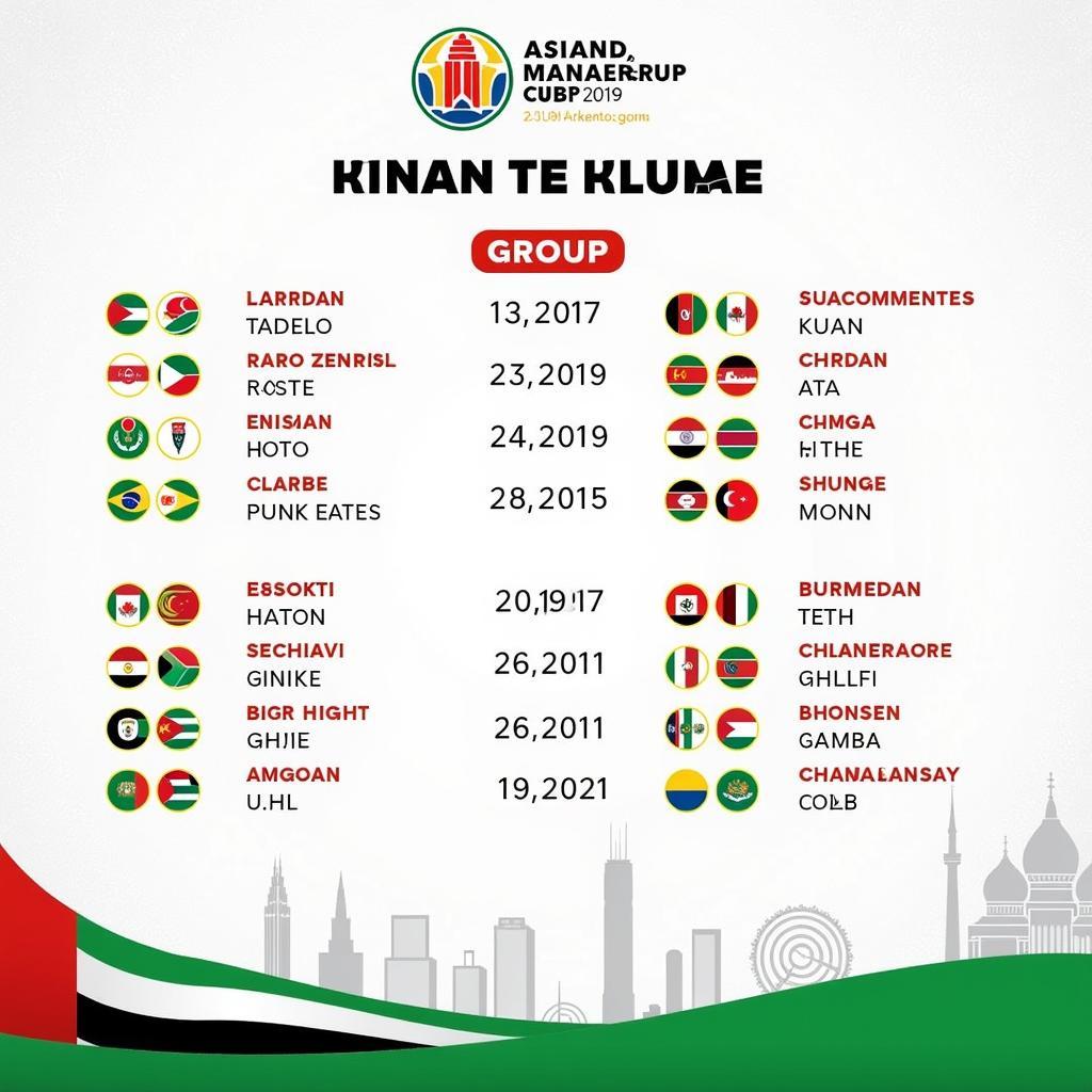 Lịch thi đấu vòng bảng Asian Cup 2019