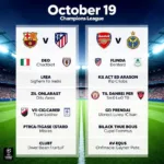 Lịch thi đấu bóng đá Champions League ngày 19/10