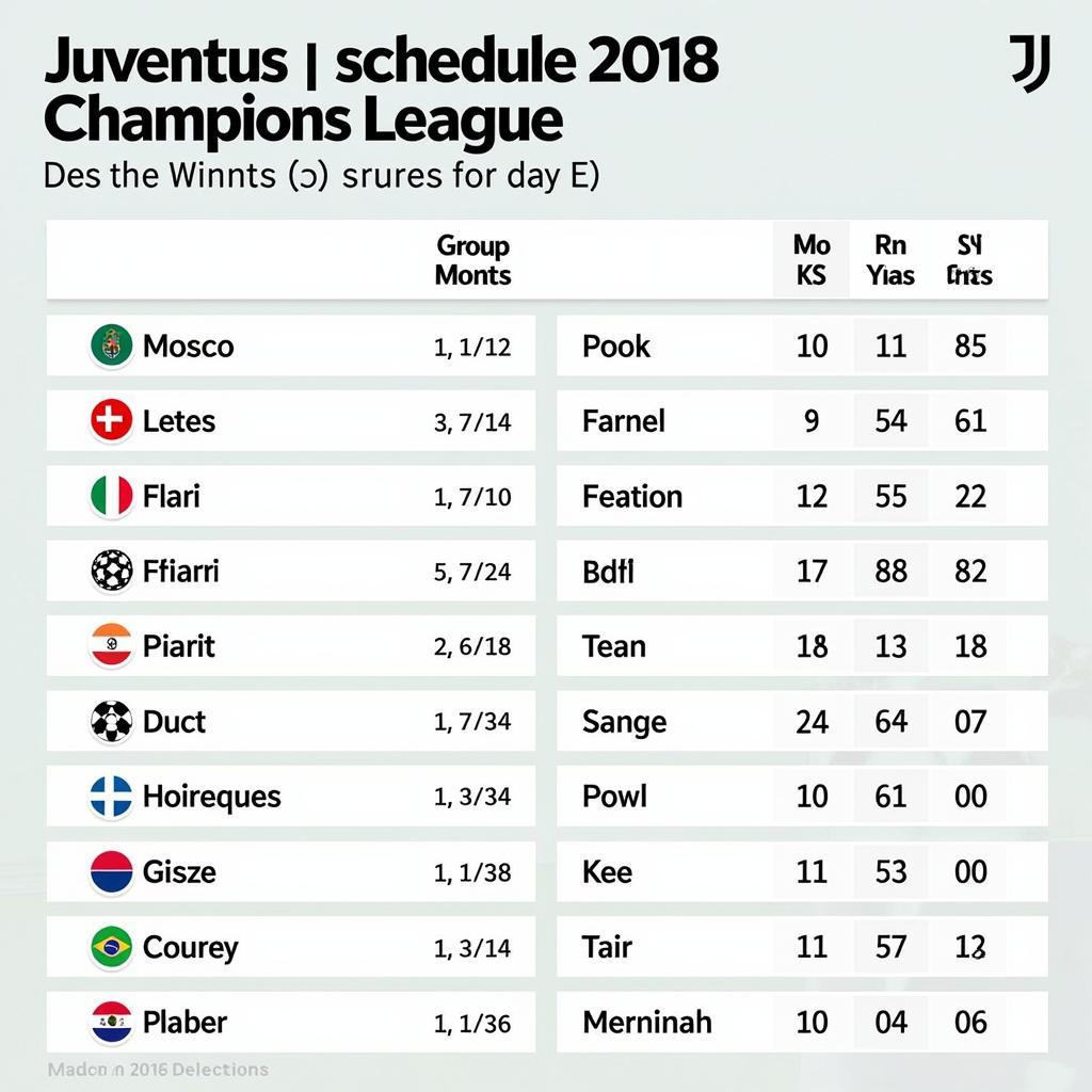 Lịch thi đấu Juventus C1 2018 trọn vẹn