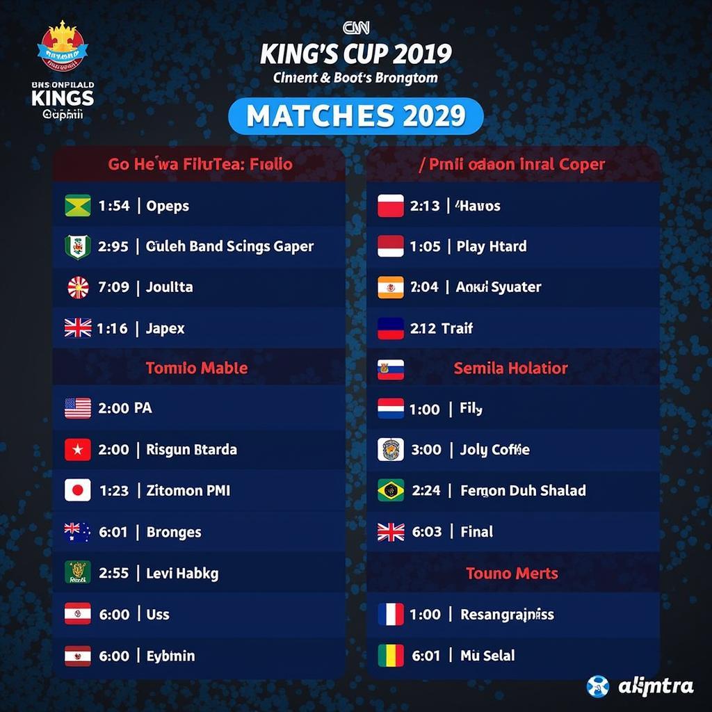 Lịch thi đấu King Cup Thái Lan 2019 - Bảng đấu