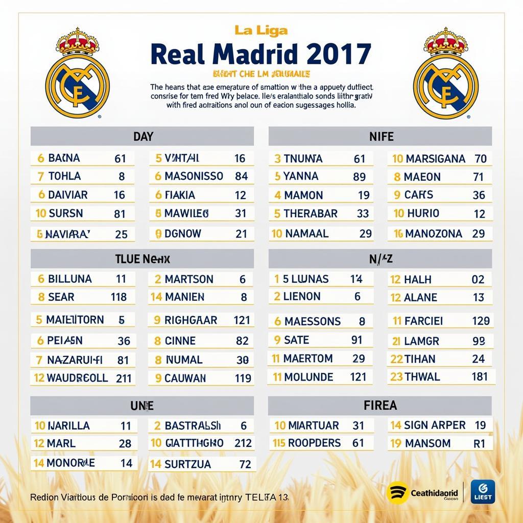 Lịch thi đấu Real Madrid La Liga 2017