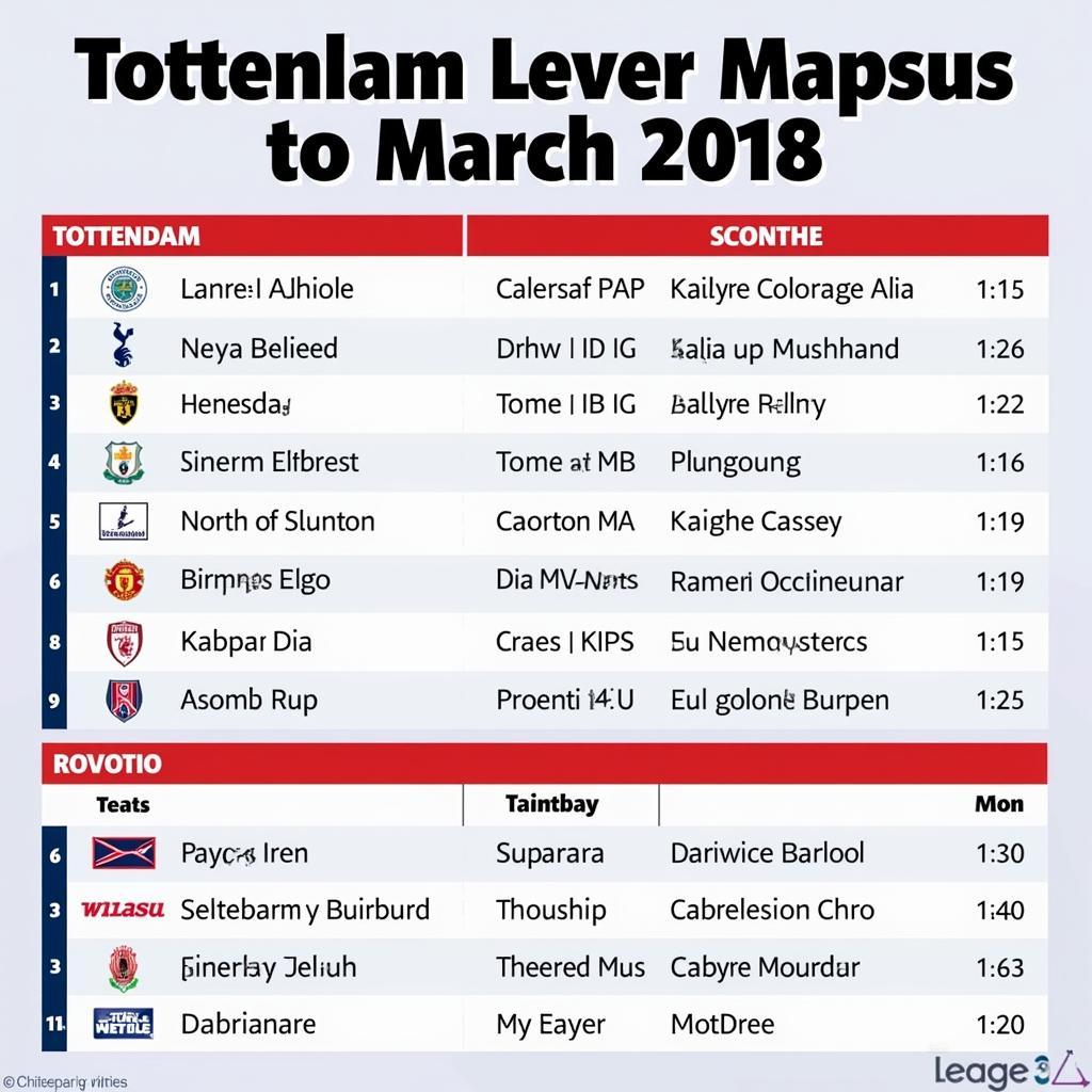 Lịch thi đấu Tottenham tháng 3 2018