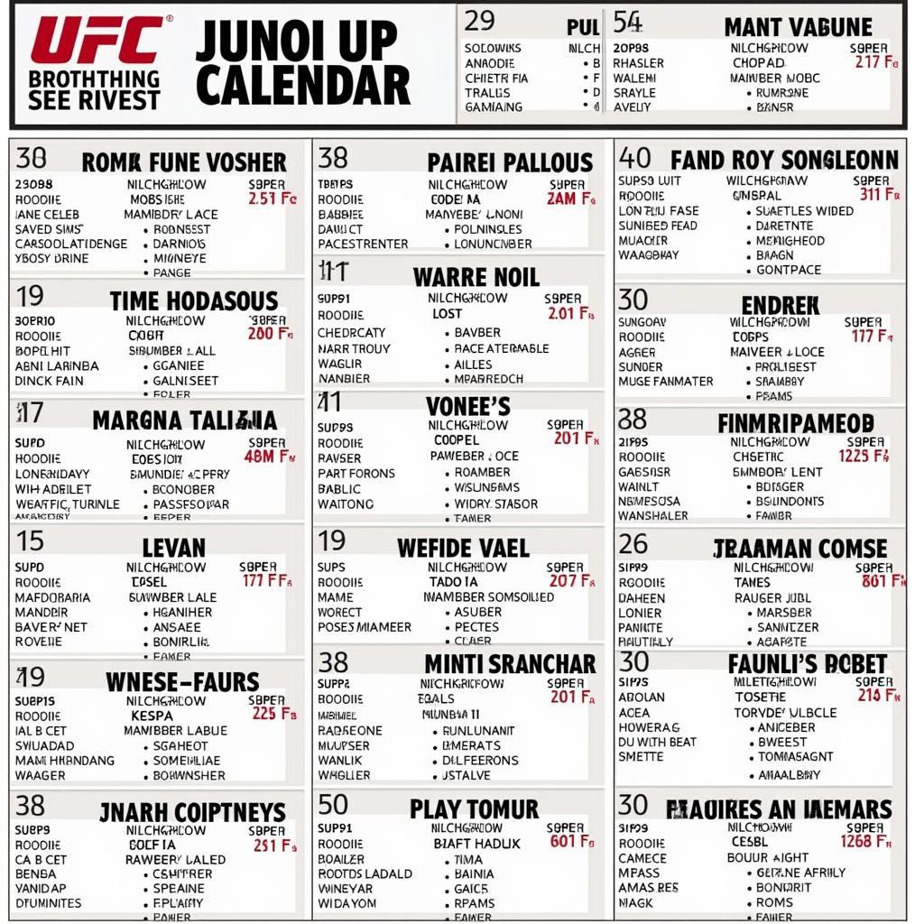 Lịch thi đấu UFC 2018 dành cho tín đồ