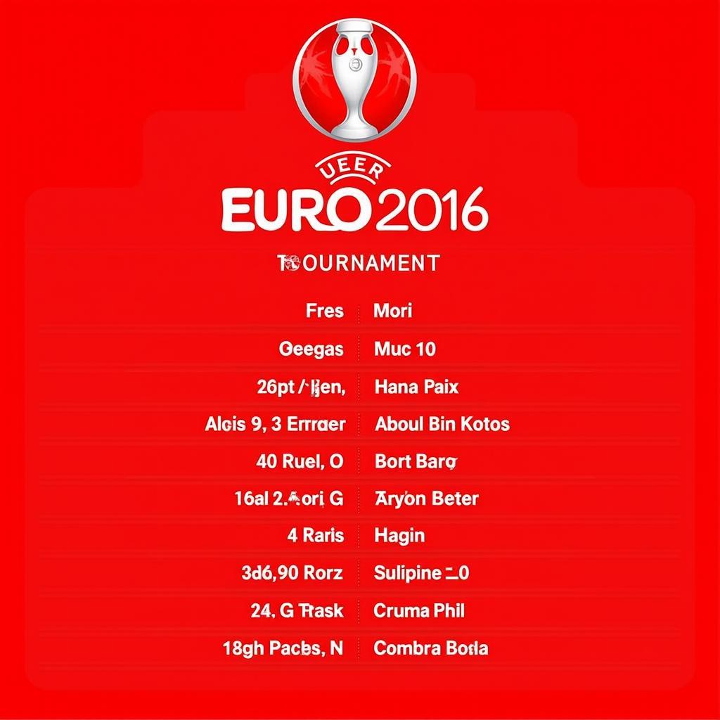 Lịch thi đấu VCK Euro 2016 vector màu đỏ