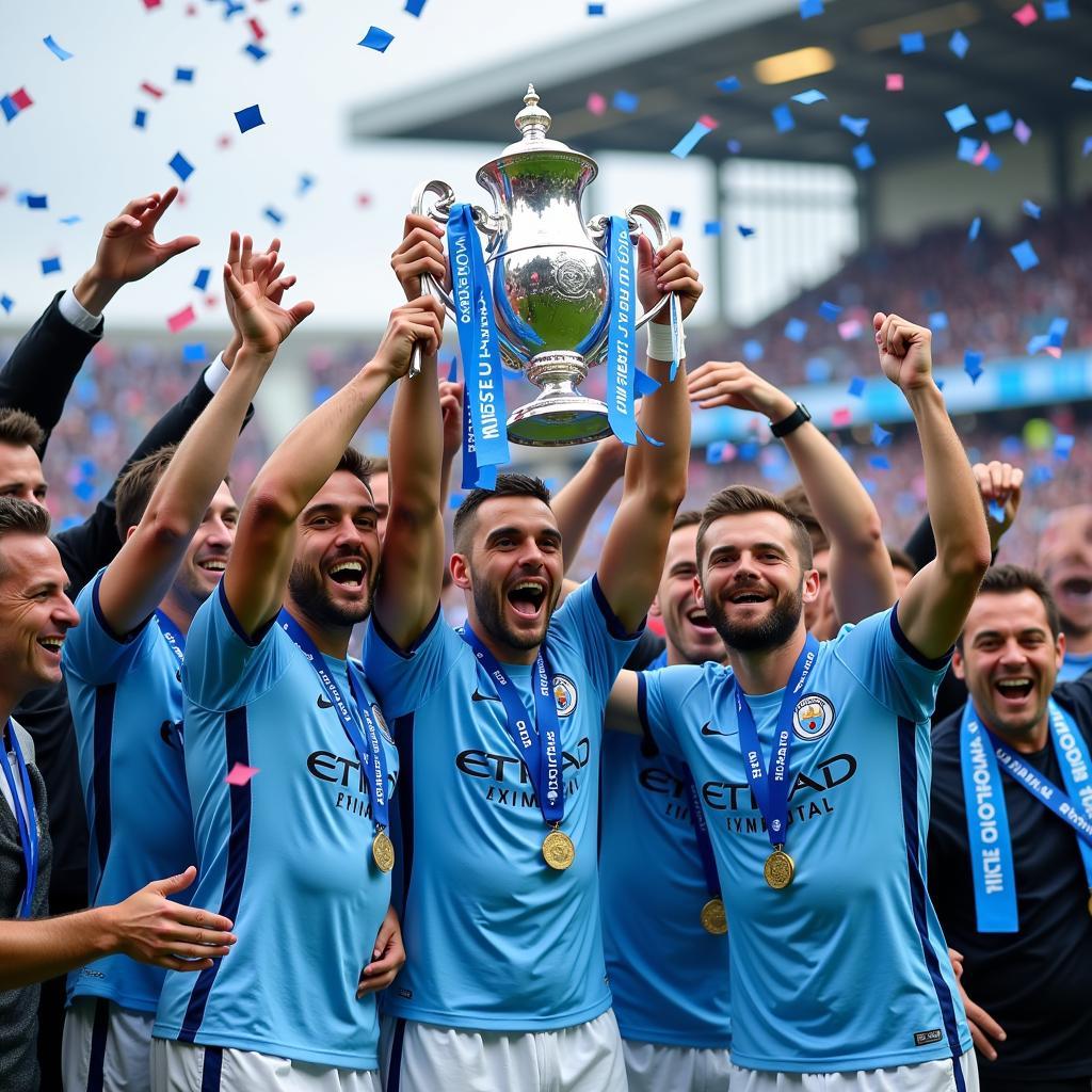 Man City ăn mừng chiến thắng League Cup