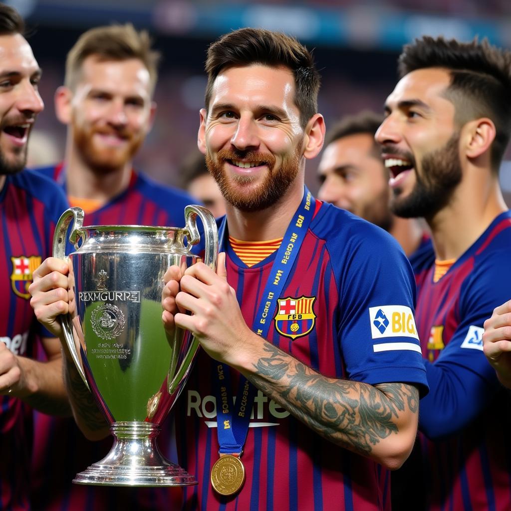 Messi nâng cup vô địch Tây Ban Nha 2019