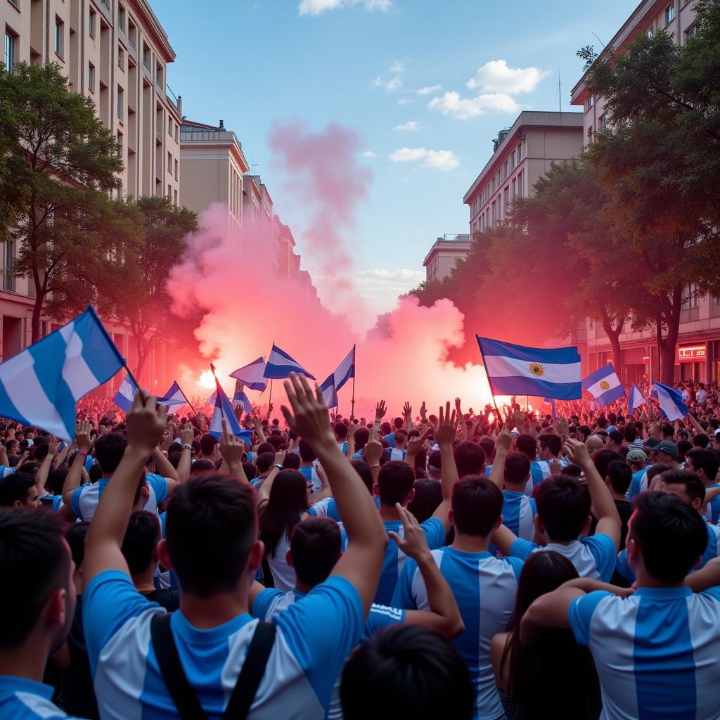 Người hâm mộ Argentina ăn mừng chiến thắng