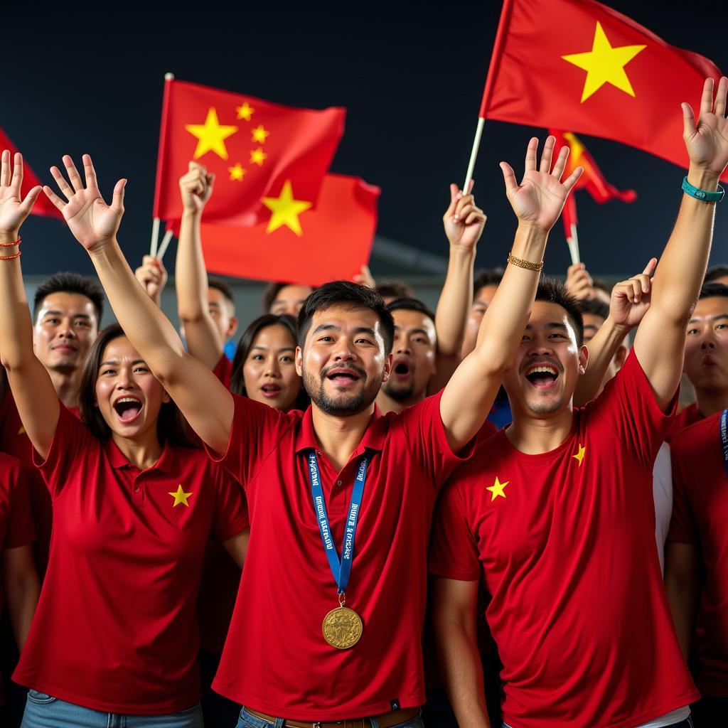 Cổ động viên Việt Nam ăn mừng chiến thắng Seagames