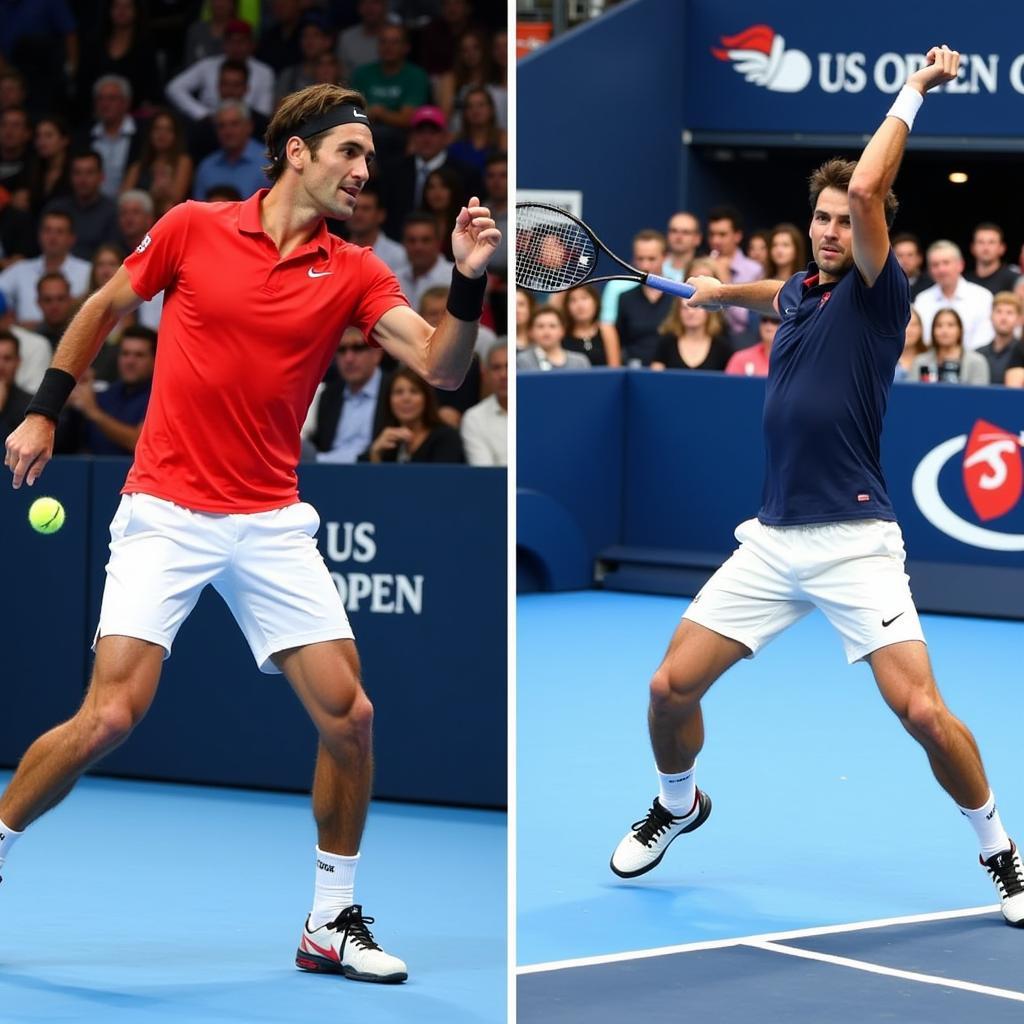 Roger Federer và Alexander Zverev tại US Open 2017