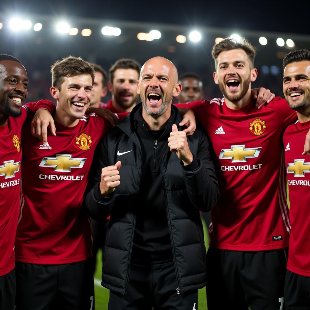 HLV Ten Hag cùng MU vô địch League Cup.