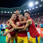 Đội tuyển Thái Lan ăn mừng chiến thắng tại Seagames